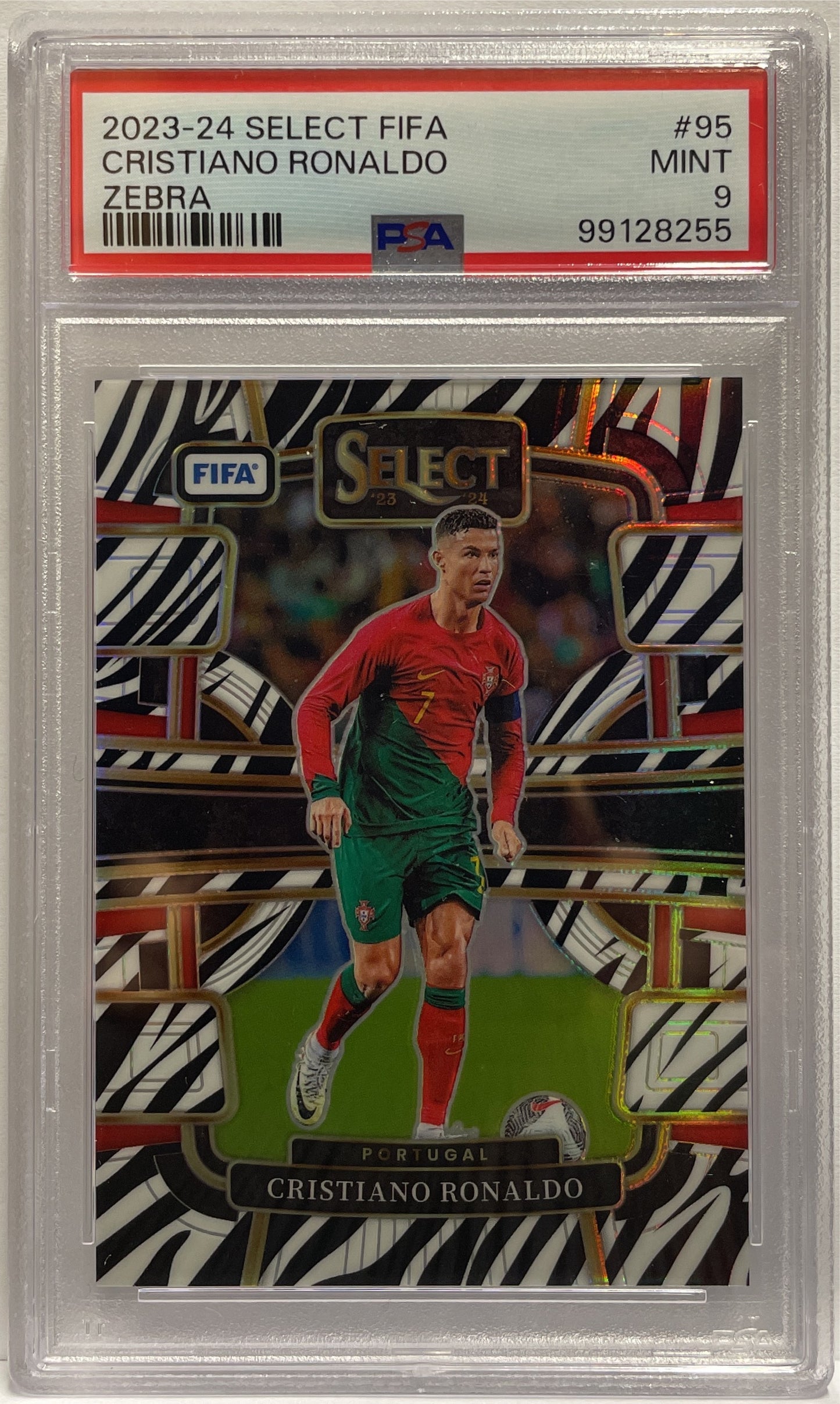 Cristiano Ronaldo 4/25 Terrace Zebra Select Fifa 2023/24 PSA 9