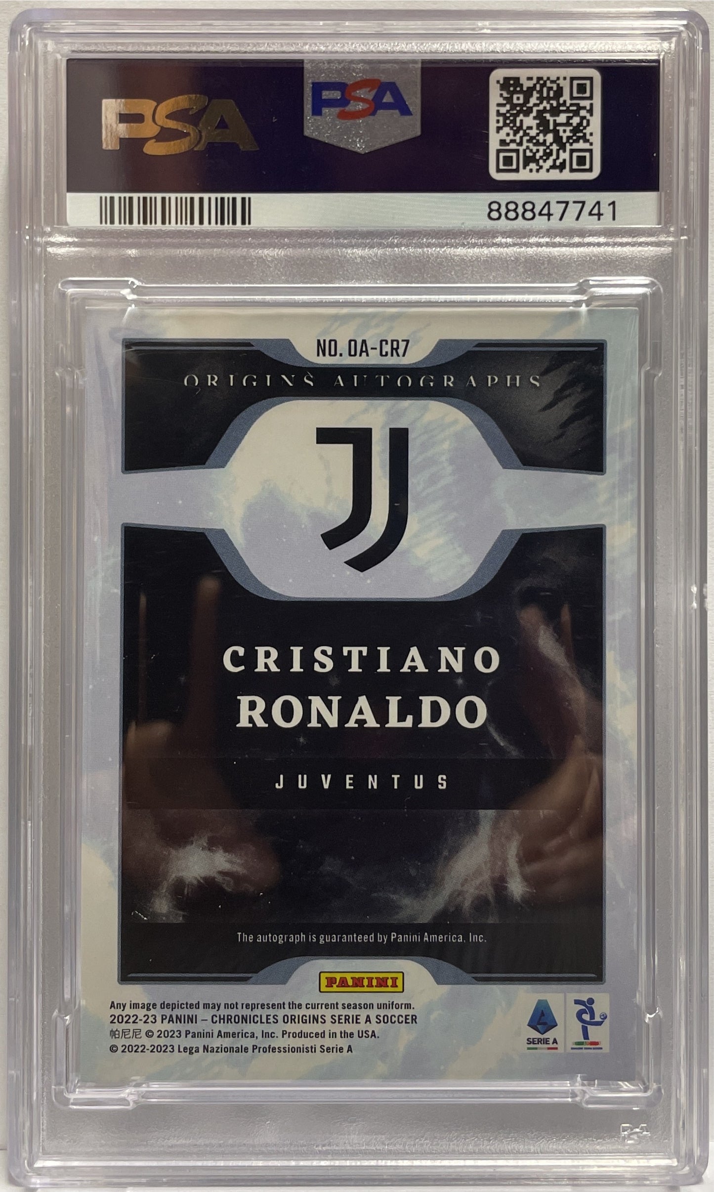 Cristiano Ronaldo 1/3 Autograph Origins Chronicles Serie A 2022/23 PSA 8 Auto 10