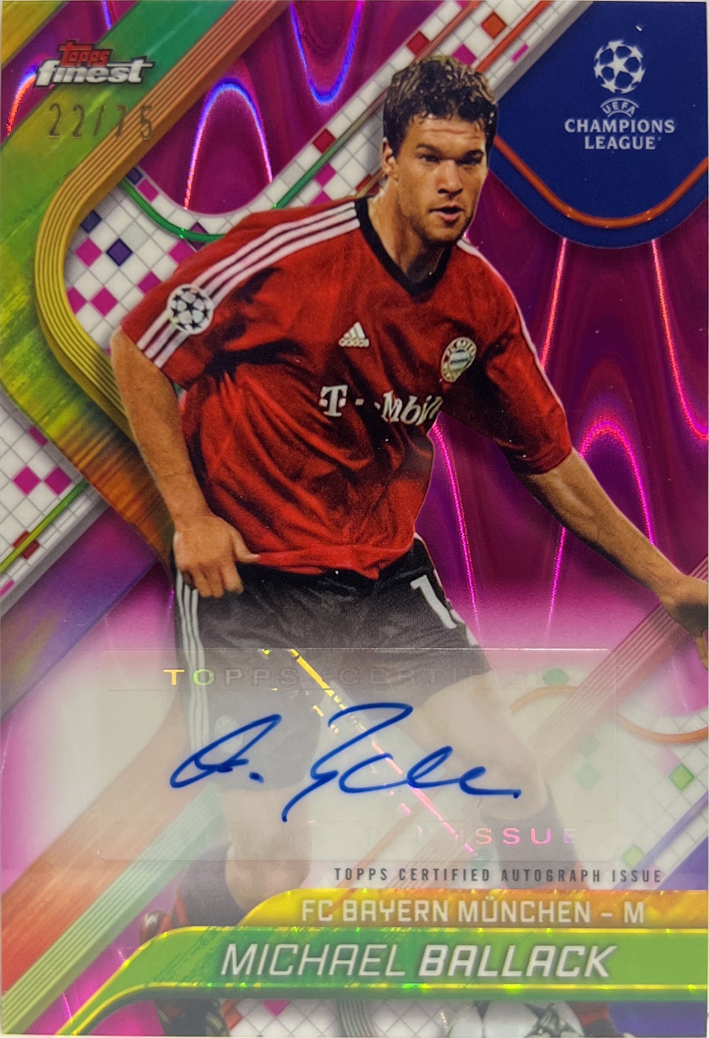Michael Ballack 22/75 Autograph Magenta Wave Topps Finest UCC 2024/25