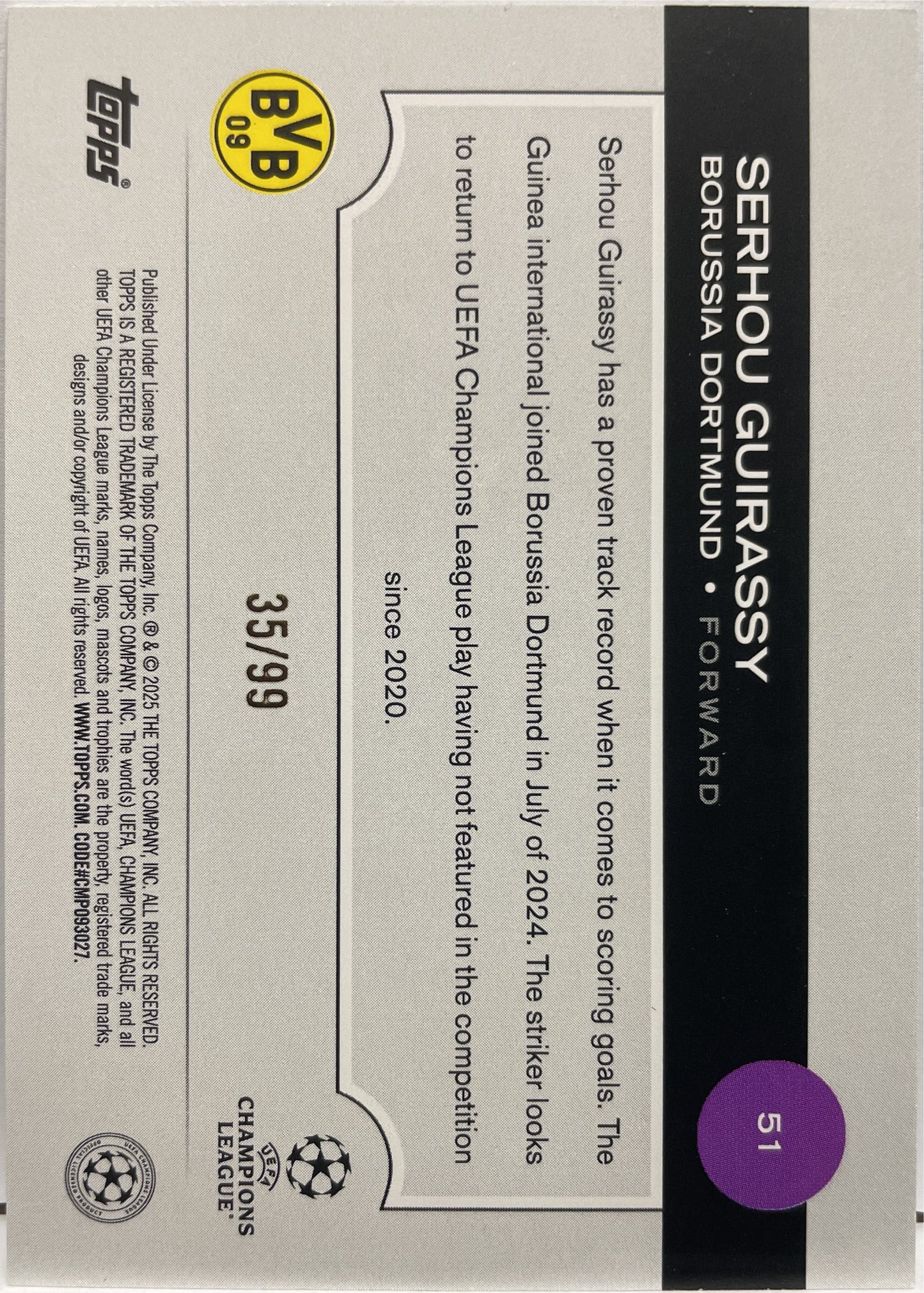 Serhou Guirassy 35/99 Green Topps UCC 2024/25