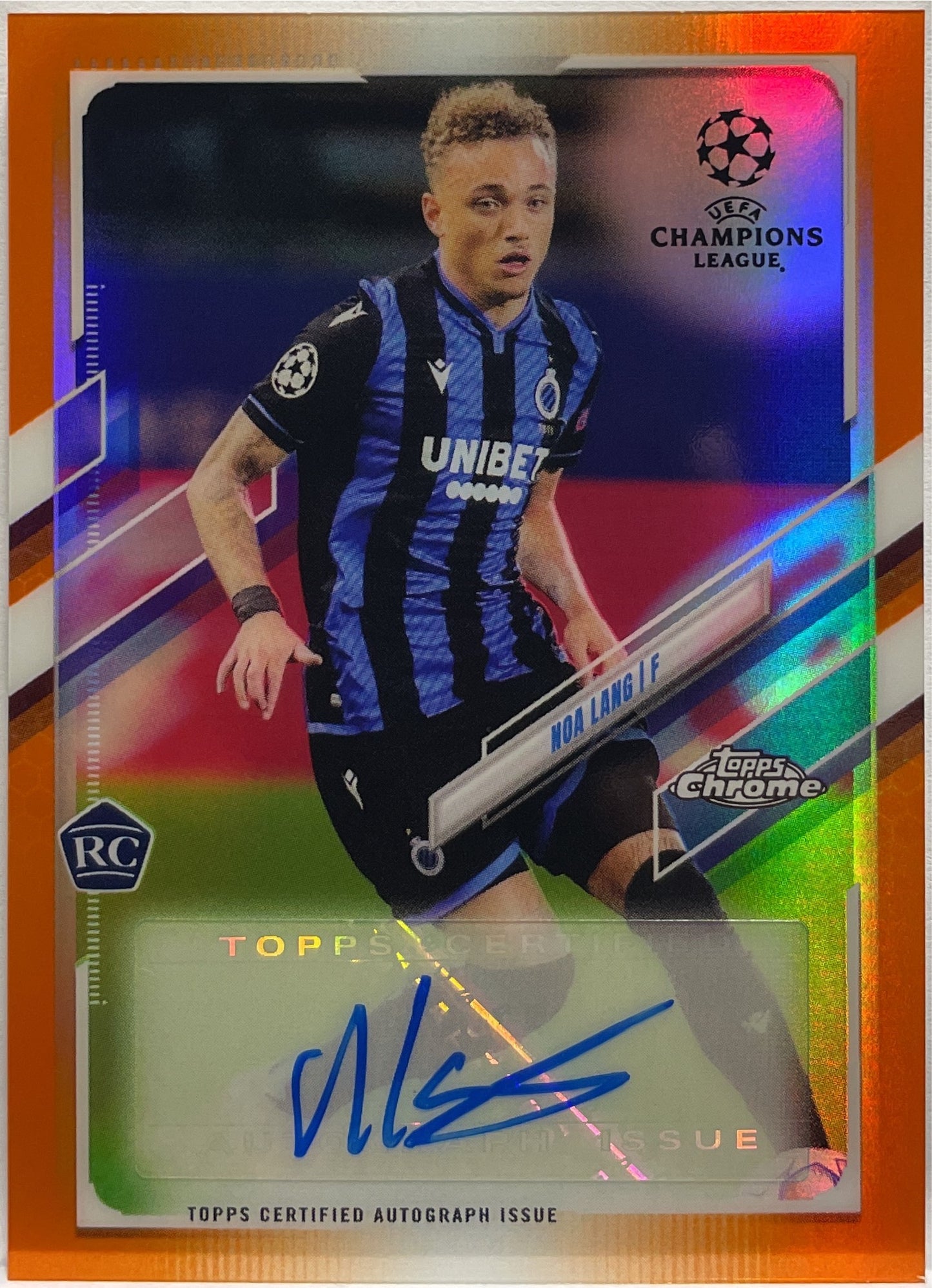 Noa Lang 5/25 Rookie Orange Topps Chrome Steve Aoki 2020/21