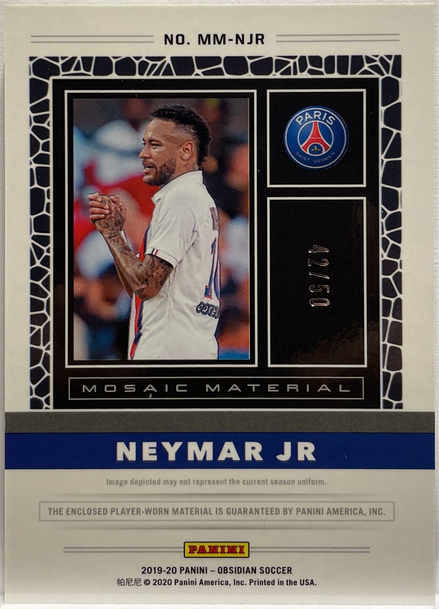 Neymar Jr 42/50 Patch Mosaic Material Obsidian 2019/20