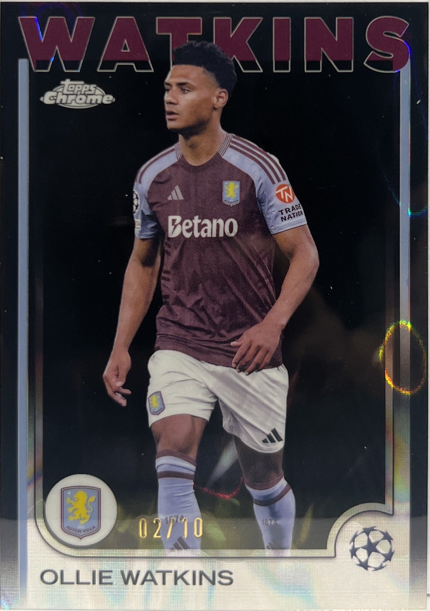 Ollie Watkins 2/10 Black Lava Topps Chrome UCC 2024/25