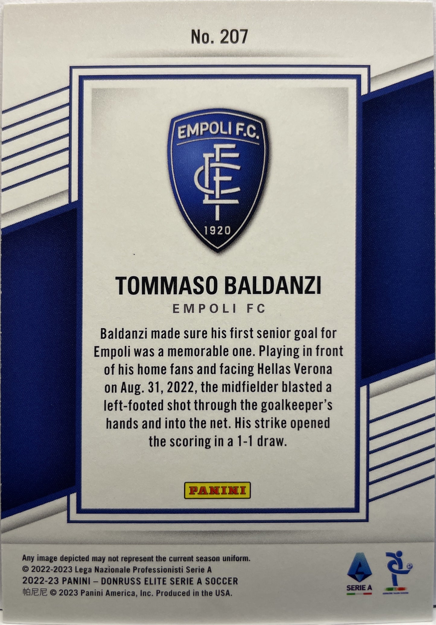 Tommaso Baldanzi 8/10 Rookie Gold Donruss Elite Serie A 2022/23