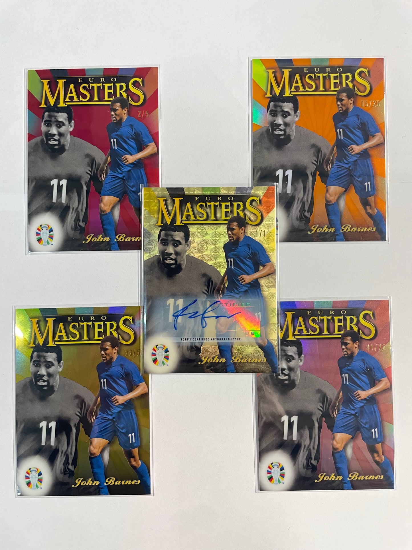 John Barnes 1/1 /5 /25 /50 /75 Autograph Superfractor Full Rainbow Set Topps Finest Road To Uefa Euro 2024