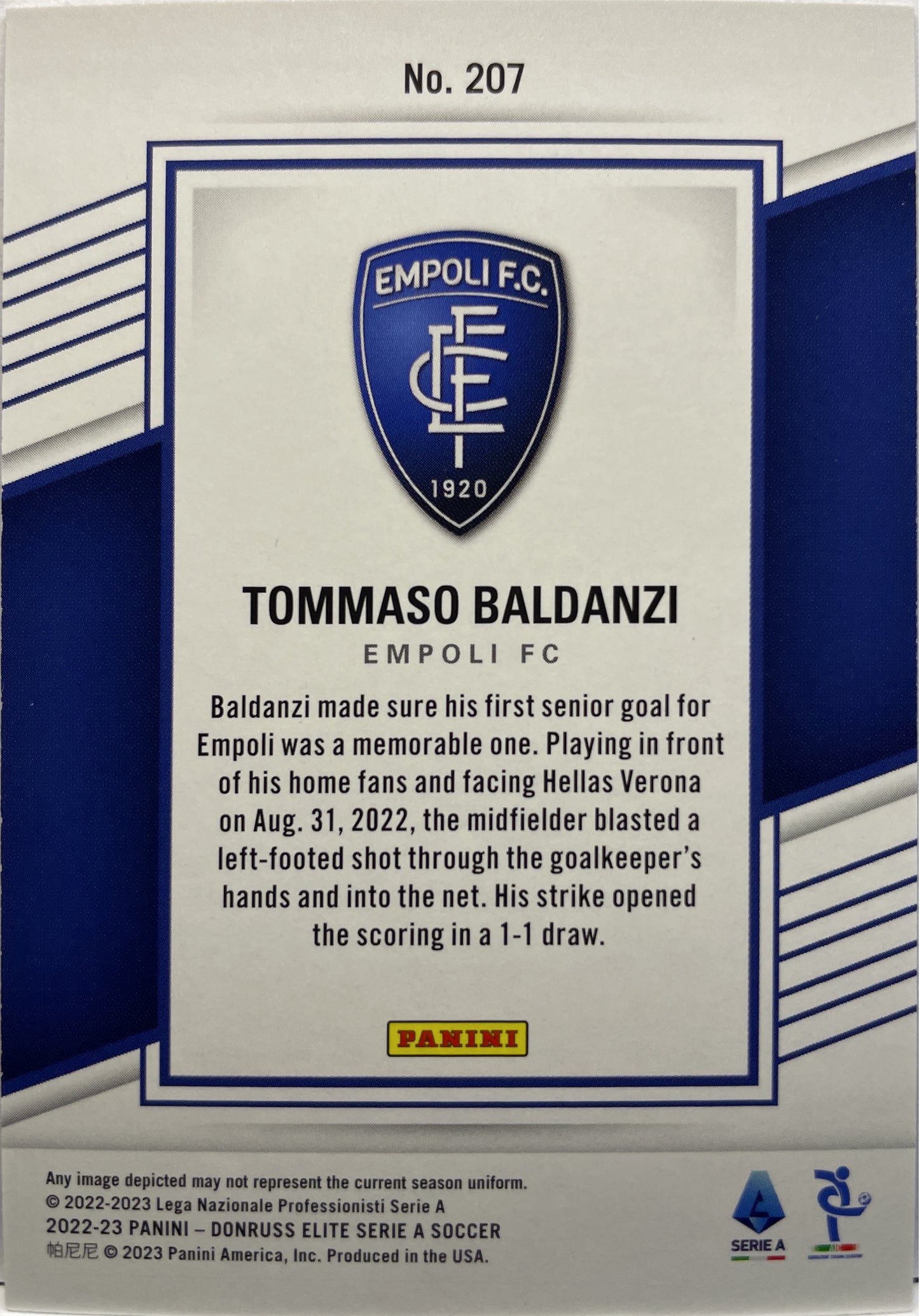 Tommaso Baldanzi 3/15 Rookie Donruss Elite Serie A 2022/23