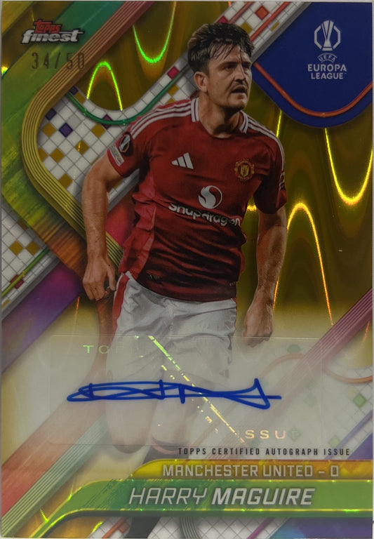 Harry Maguire 34/50 Autograph Gold Wave Topps Finest UCC 2024/25