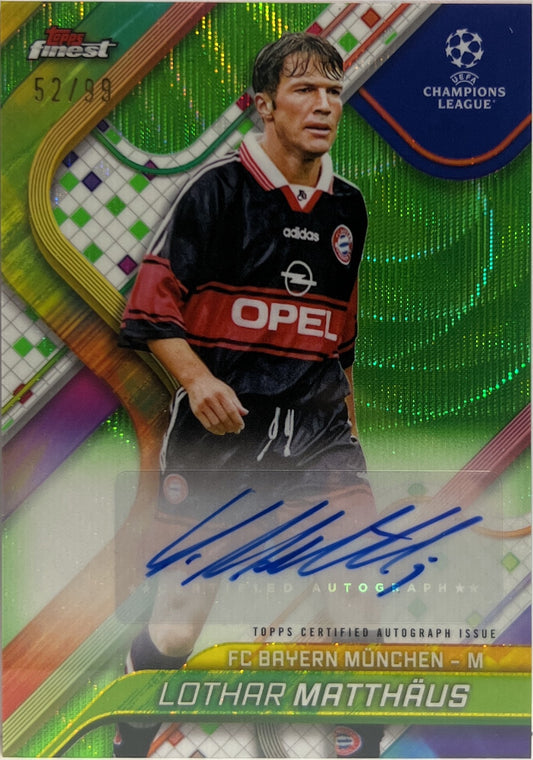 Lothar Matthaus 52/99 Autograph Neon Green Wave Topps Finest UCC 2024/25