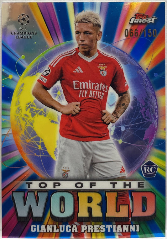Gianluca Prestianni 66/150 Rookie Top Of The World Blue Topps Finest UCC 2024/25