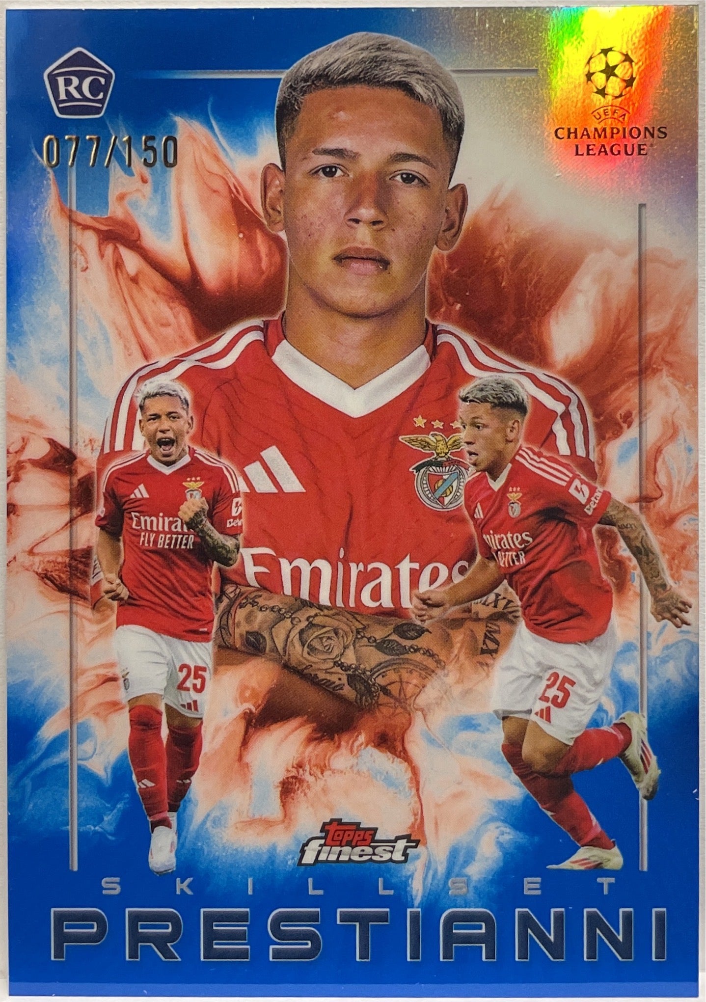 Gianluca Prestianni 77/150 Rookie Skillset Blue Topps Finest UCC 2024/25