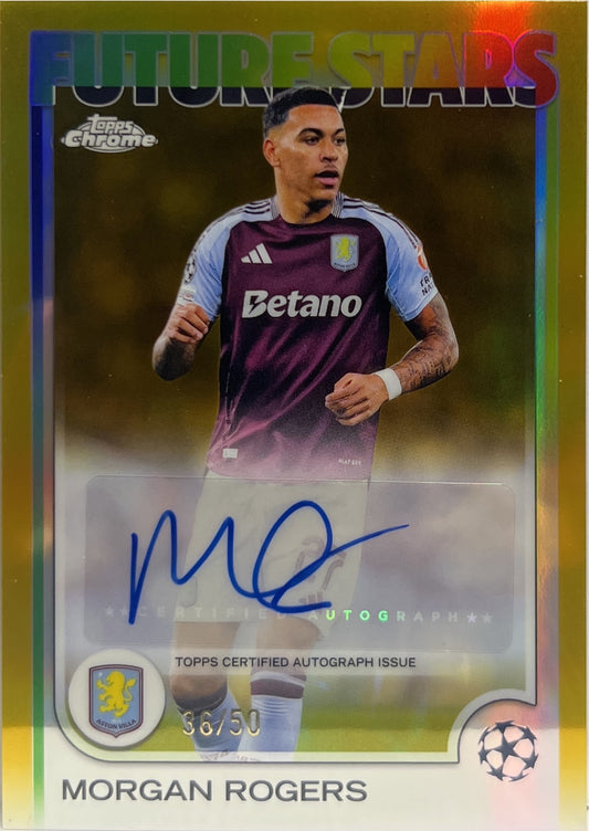Morgan Rogers 36/50 Autograph Future Stars Gold Topps Chrome UCC 2024/25