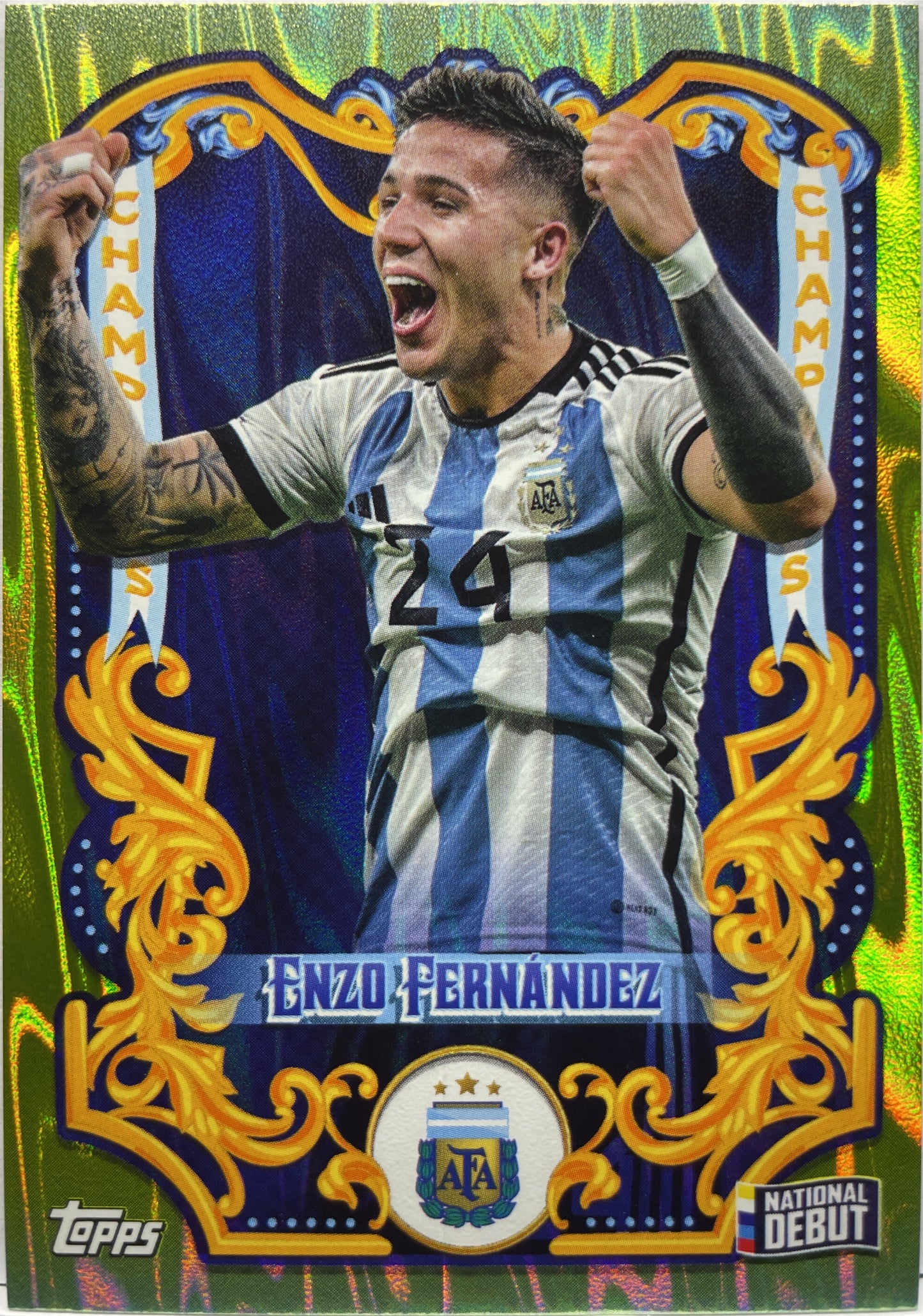 Enzo Fernandez 64/150 Yellow Topps Argentina Fileteado 2023