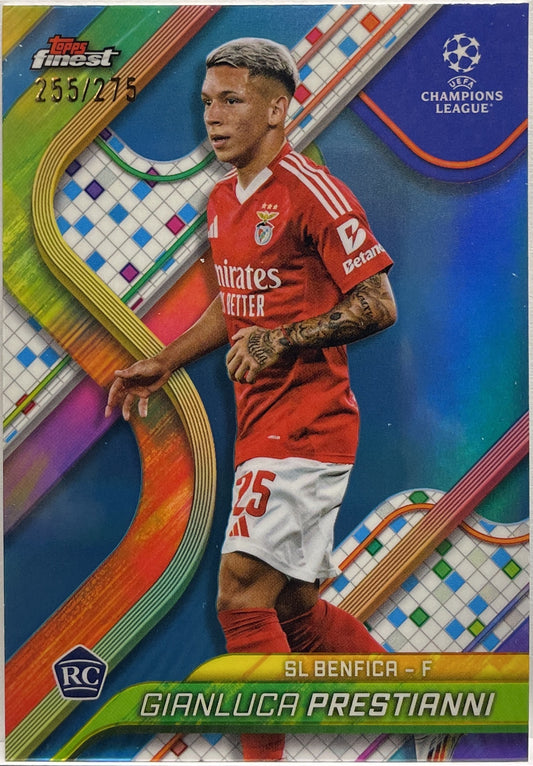 Gianluca Prestianni 255/275 Rookie Sky Blue Topps Finest UCC 2024/25