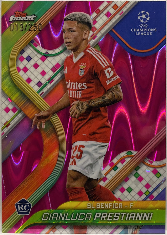 Gianluca Prestianni 13/299 Rookie Pink RayWave Topps Finest UCC 2024/25