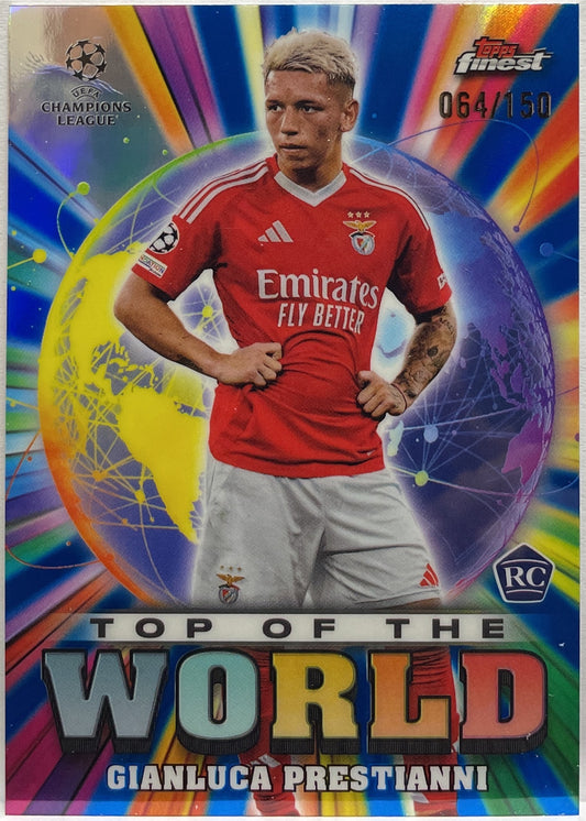 Gianluca Prestianni 64/150 Rookie Top Of The World Blue Topps Finest UCC 2024/25