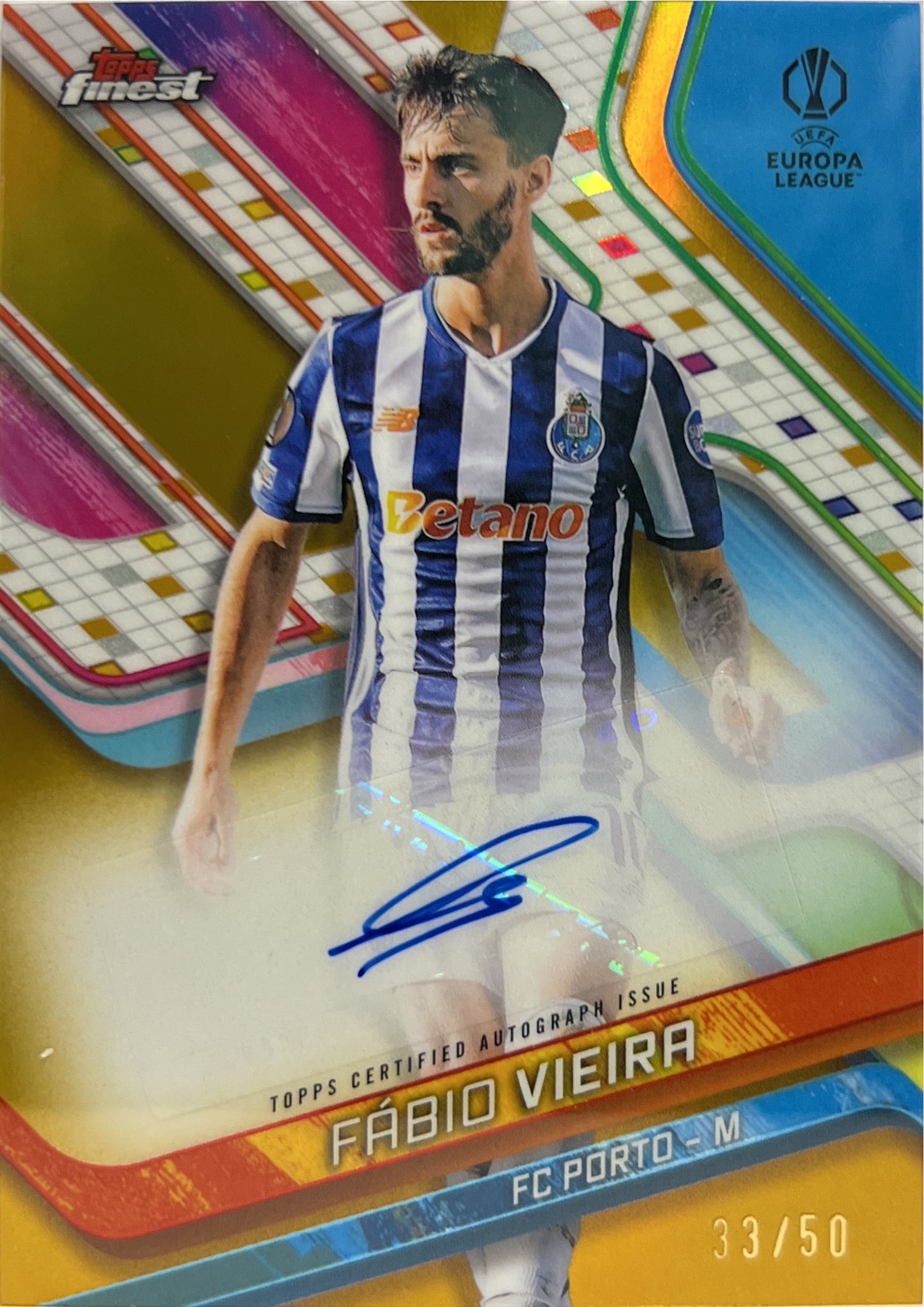Fabio Vieira 33/50 Autograph Gold Topps Finest UCC 2024/25