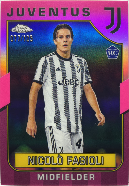 Nicolo Fagioli 77/125 Rookie Pink Topps Chrome Juventus 2022/23