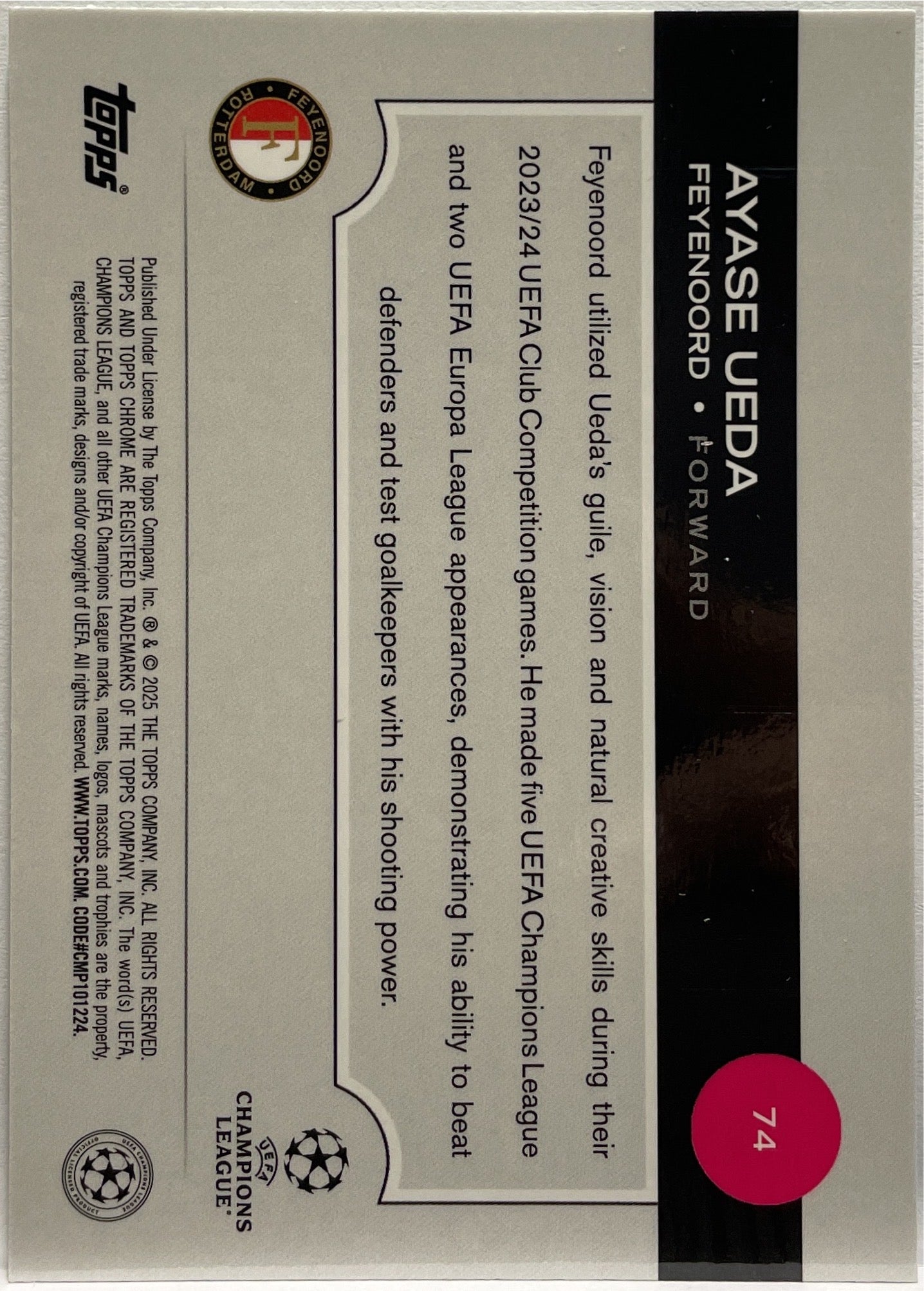 Ayase Ueda 147/199 Aqua Topps Chrome UCC 2024/25