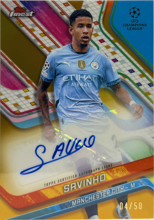 Savinho 4/50 Autograph Gold Topps Finest UCC 2024/25