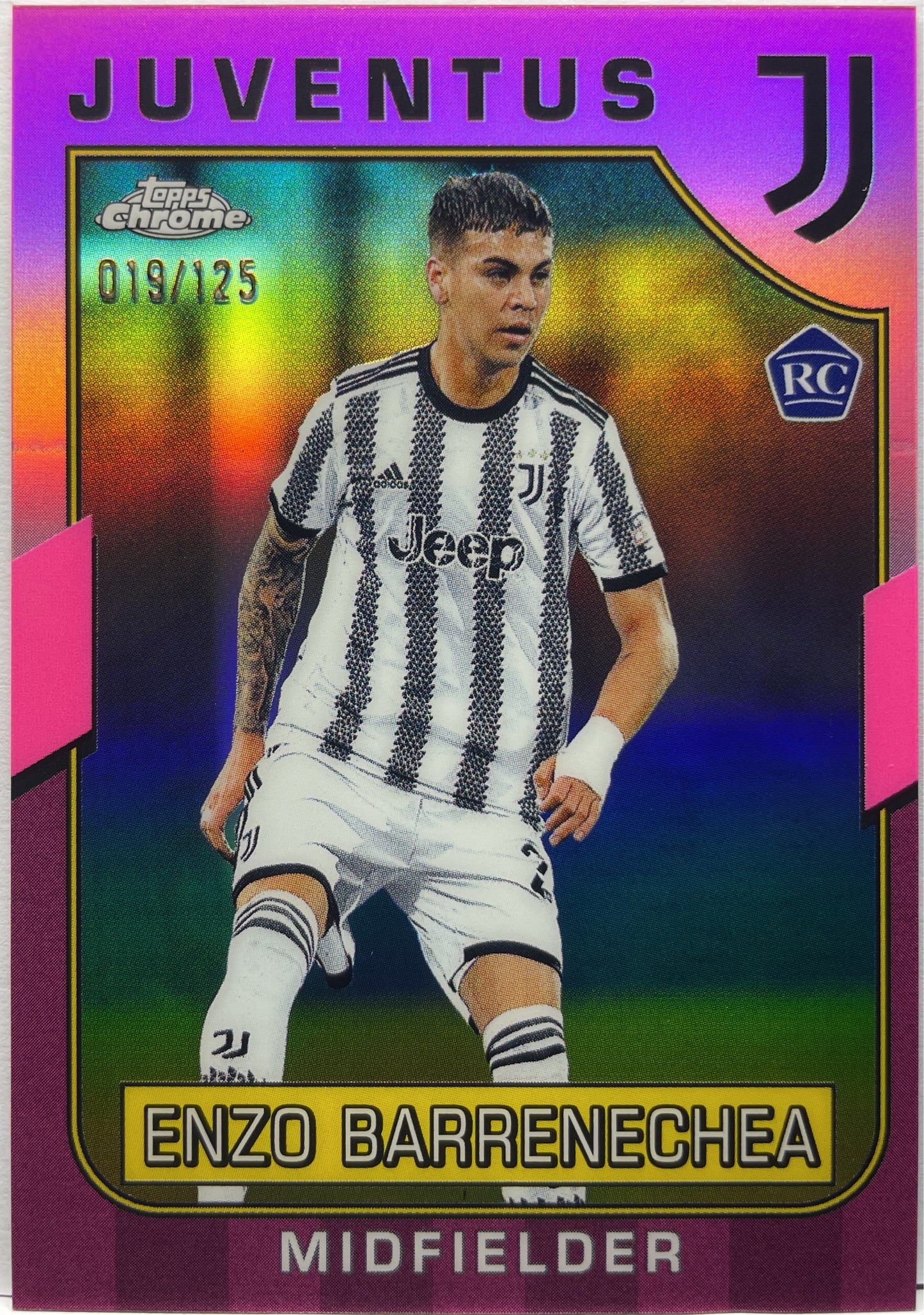 Enzo Barrenechea 19/125 Rookie Pink Topps Chrome Juventus 2022/23