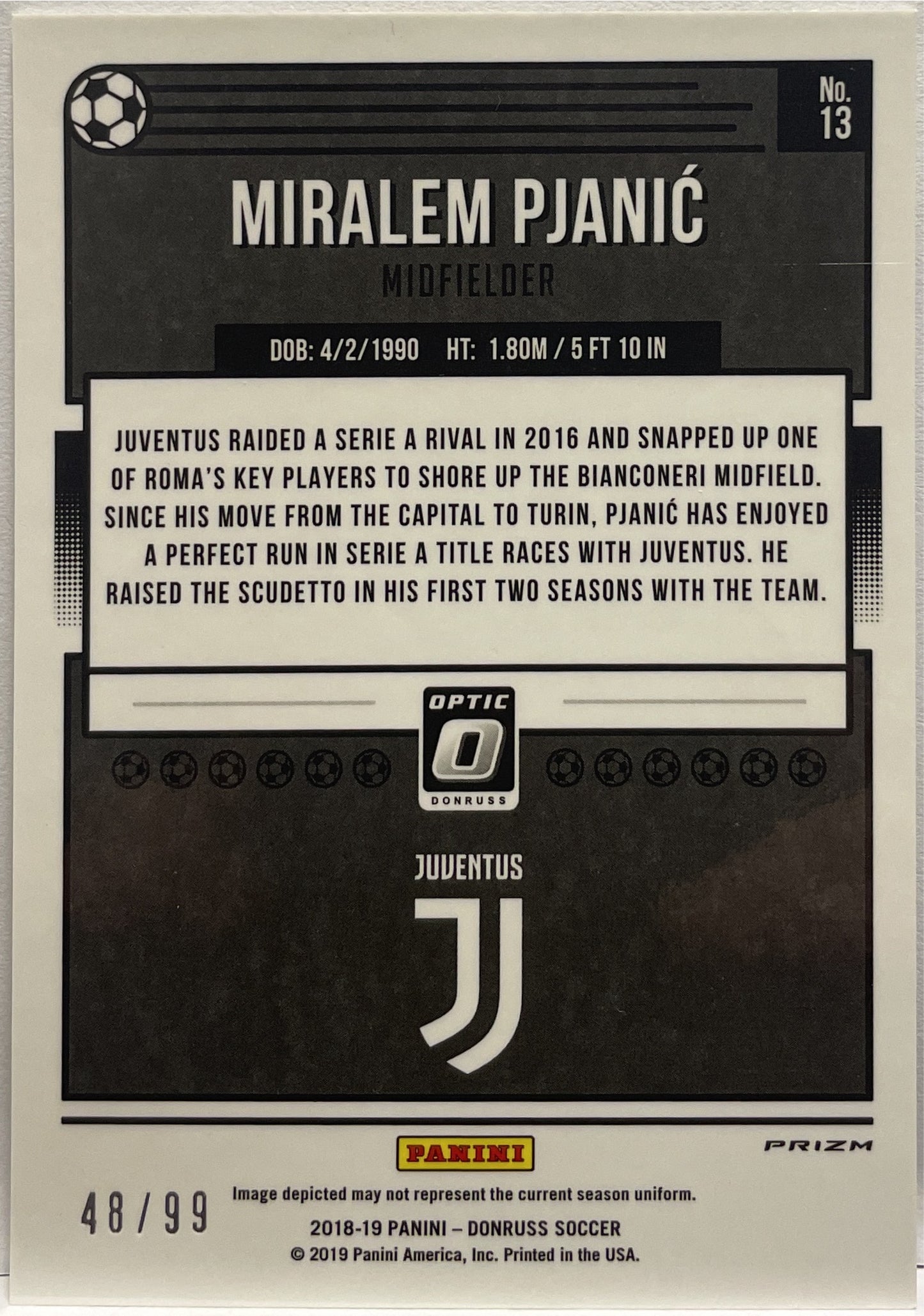 Miralem Pjanic 48/99 Optic Orange Donruss Fifa 2018/19