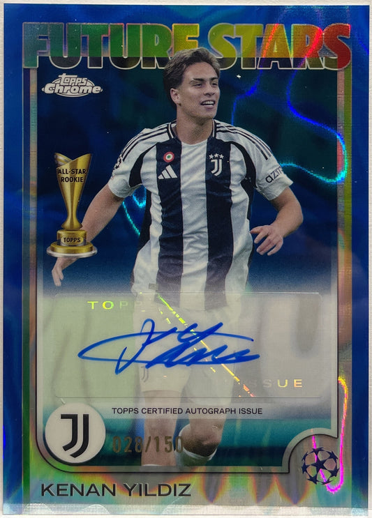 Kenan Yildiz 28/150 Autograph Future Stars All Star Rookie Blue Lava Topps Chrome UCC 2024/25