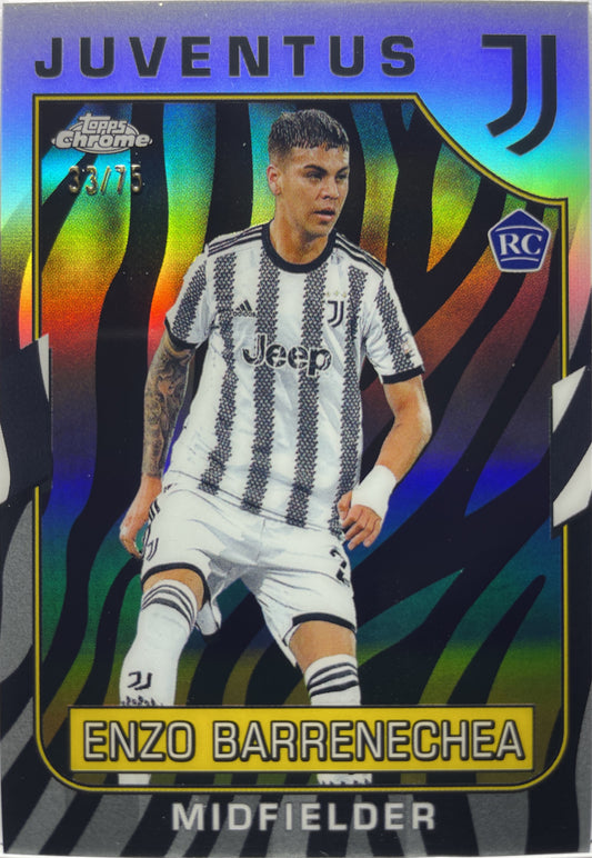 Enzo Barrenechea 33/75 Rookie Zebra Topps Chrome Juventus 2022/23