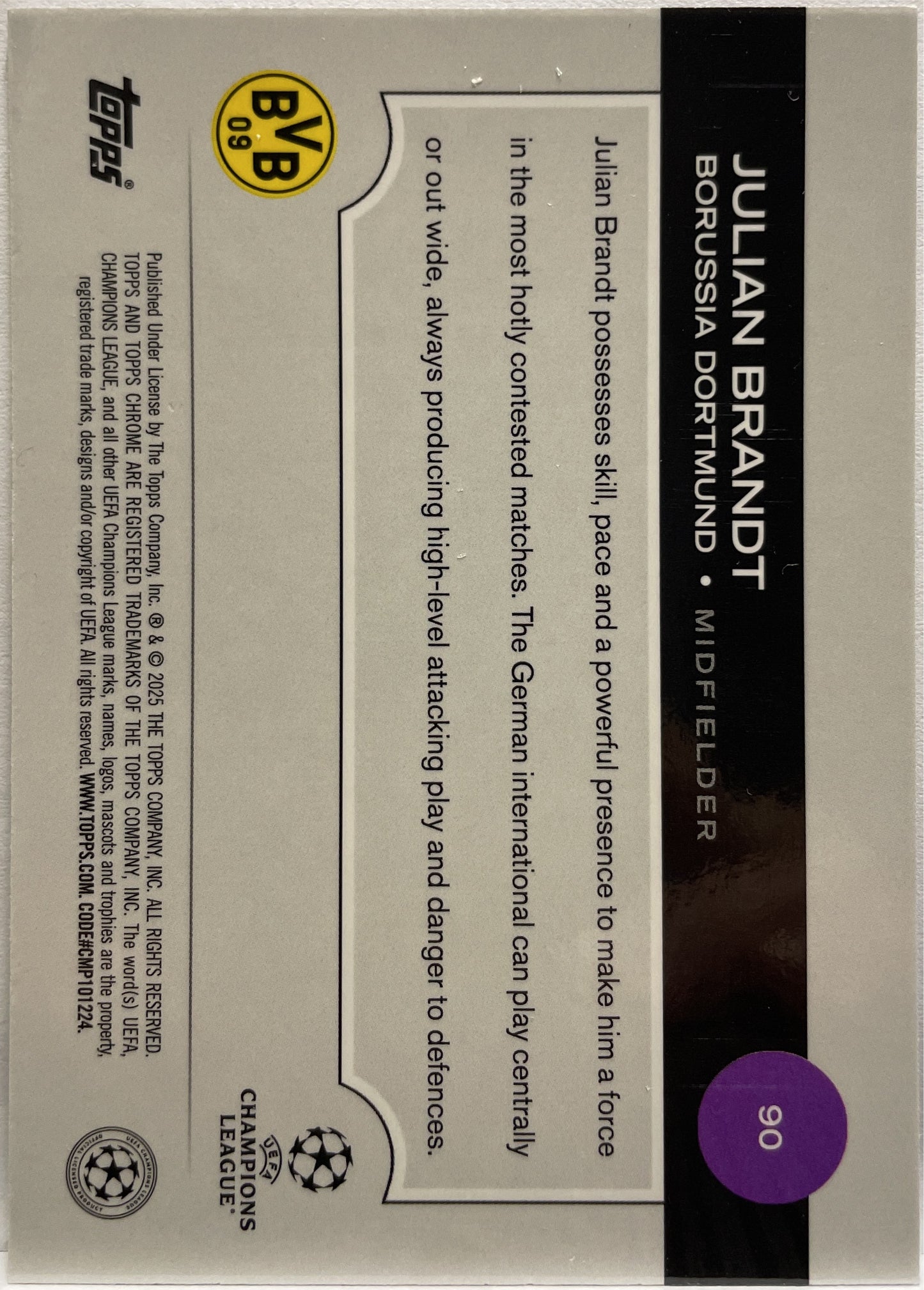 Julian Brandt 15/150 Blue Lava Topps Chrome UCC 2024/25