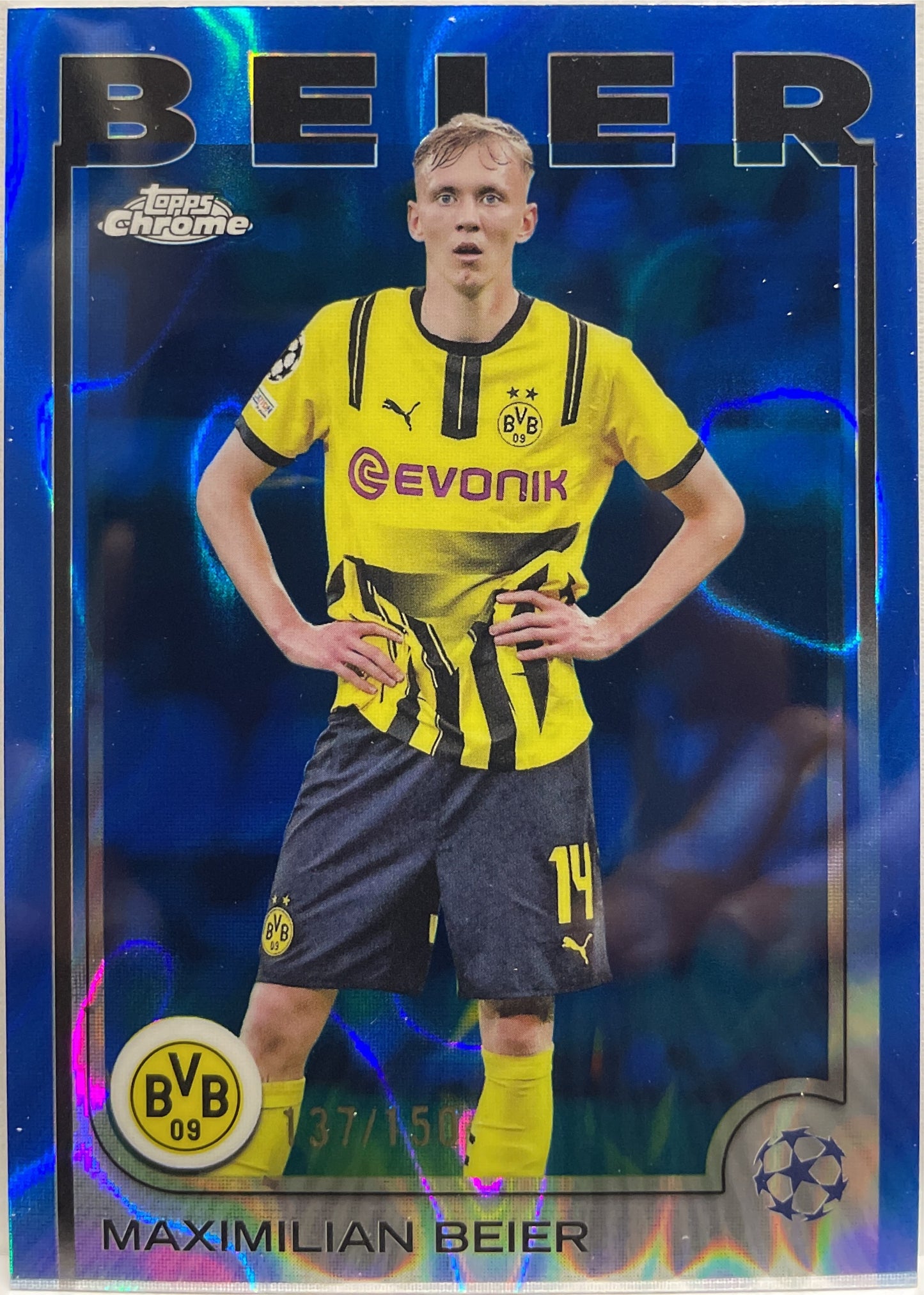 Maximilian Beier 137/150 Blue Lava Topps Chrome UCC 2024/25