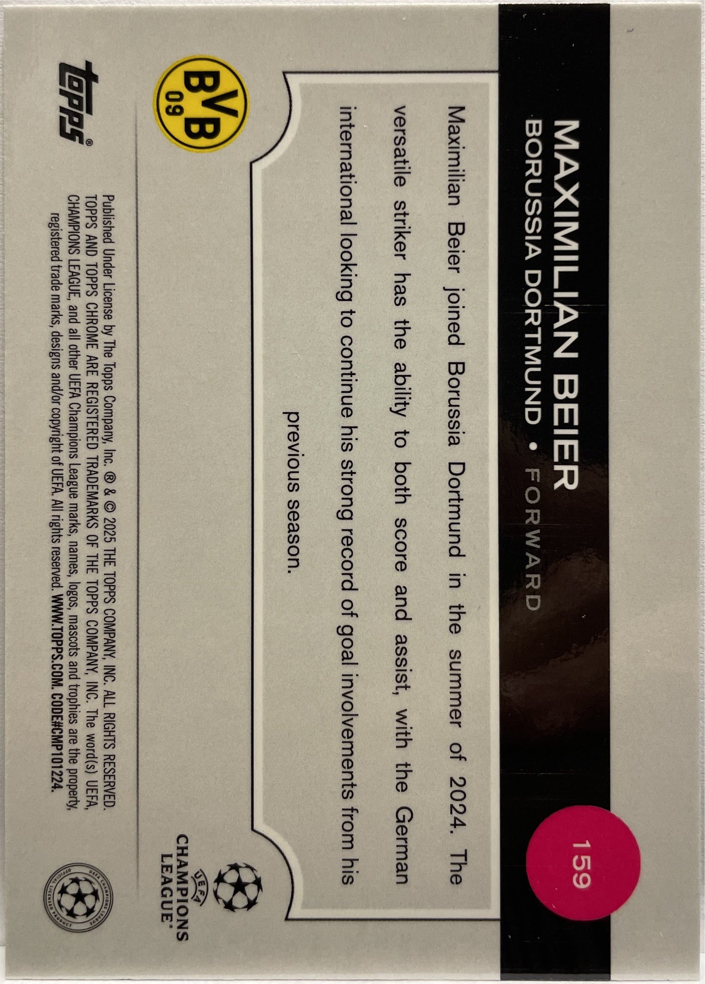 Maximilian Beier 137/150 Blue Lava Topps Chrome UCC 2024/25