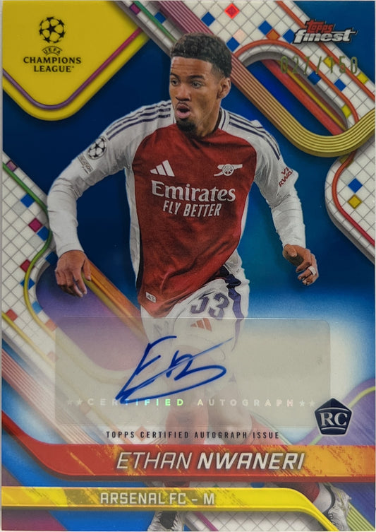 Ethan Nwaneri 27/150 Rookie Autograph Blue Topps Finest UCC 2024/25
