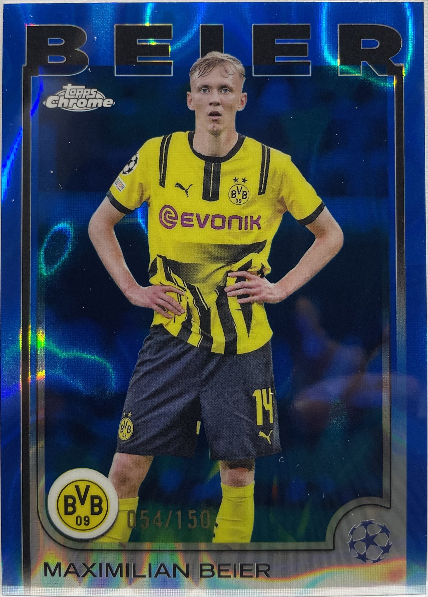 Maximilian Beier 54/150 Blue Lava Topps Chrome UCC 2024/25