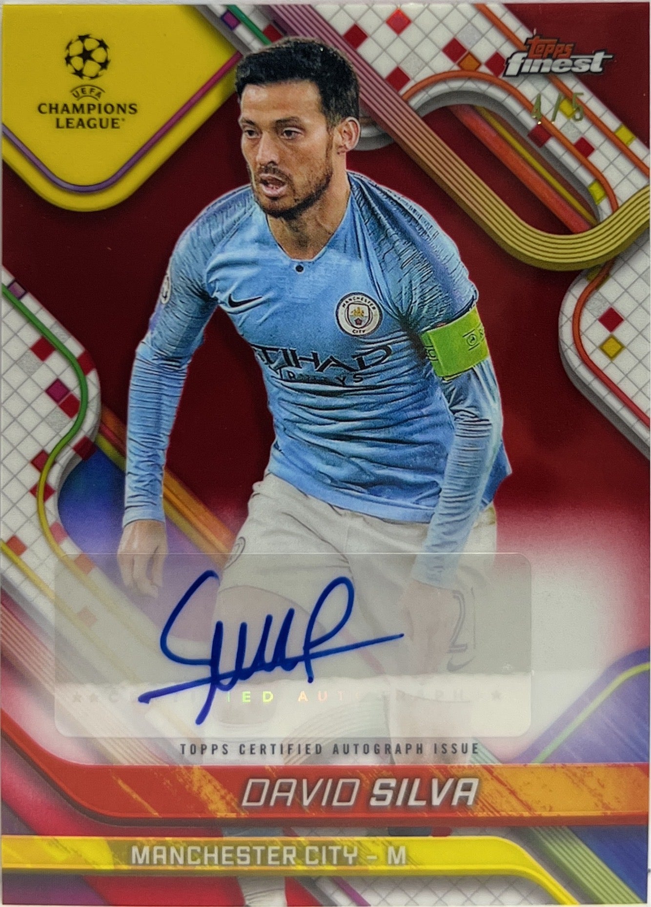 David Silva 4/5 Autograph Red Topps Finest UCC 2024/25