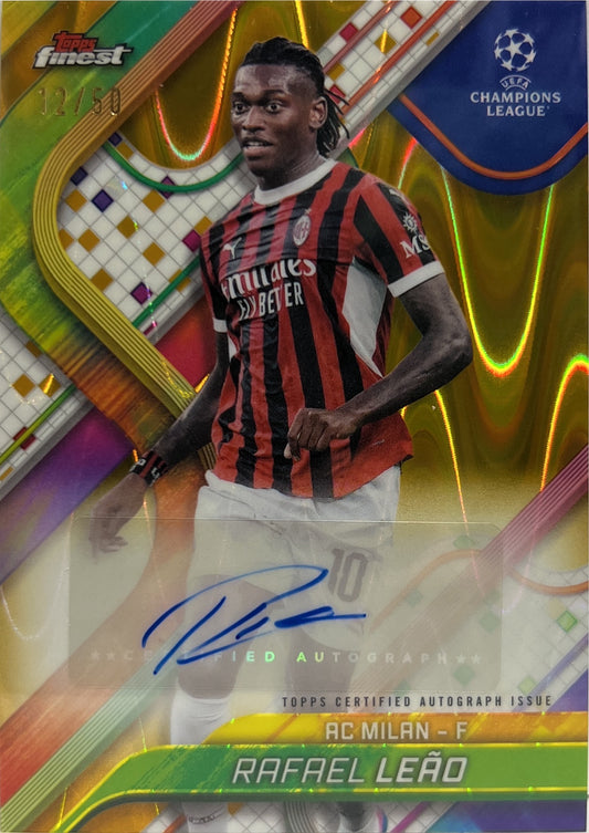 Rafael Leao 12/50 Autograph Gold Wave Topps Finest UCC 2024/25