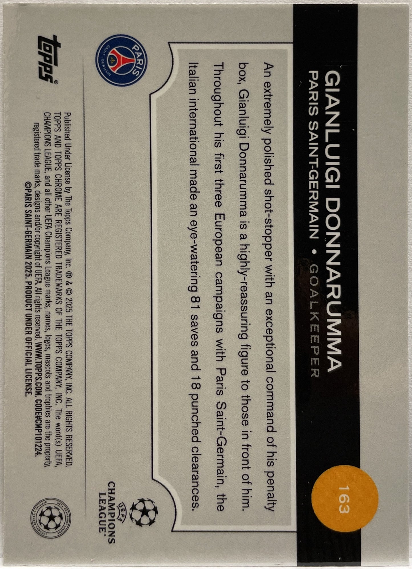 Gianluigi Donnarumma 63/75 Magenta Topps Chrome UCC 2024/25