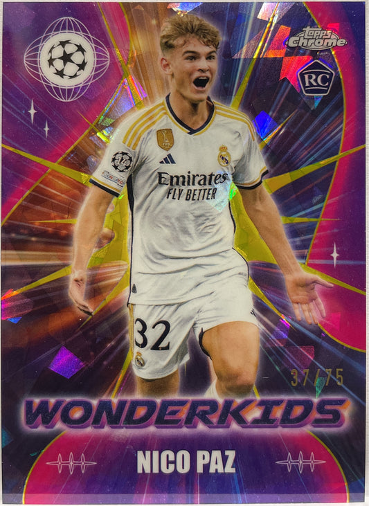 Nico Paz 37/75 Rookie Wonderkids Cracked Ice Topps Chrome UCC 2023/24