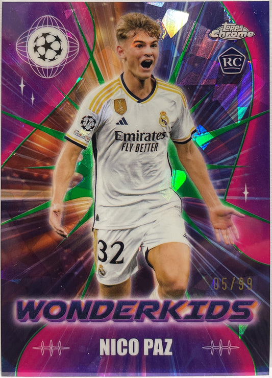 Nico Paz 5/99 Rookie Wonderkids Cracked Ice Topps Chrome UCC 2023/24