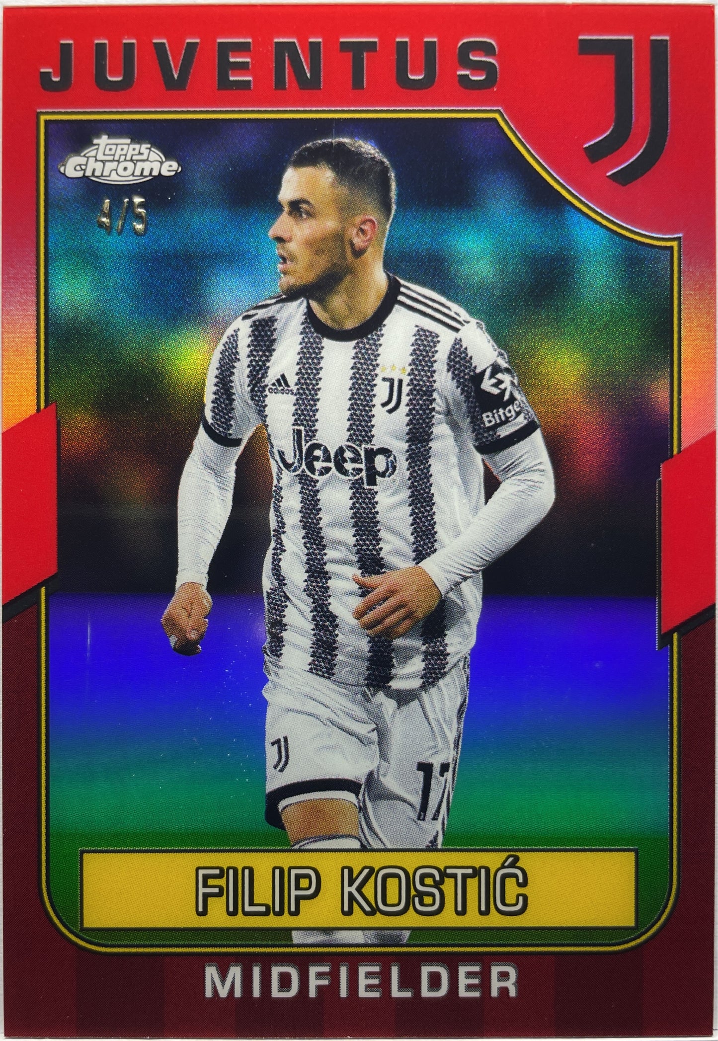 Filip Kostic 4/5 Red Topps Chrome Juventus 2022/23