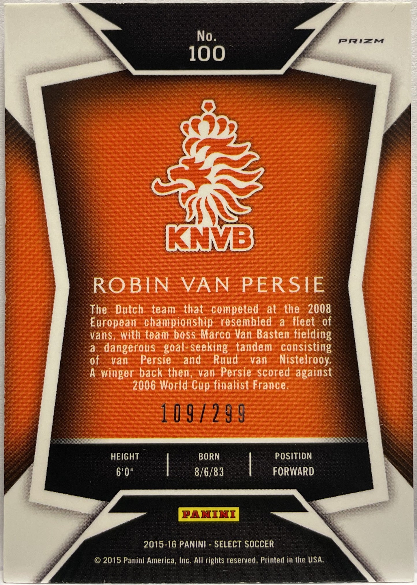 Robin Van Persie 109/299 Blue Select Fifa 2015/16