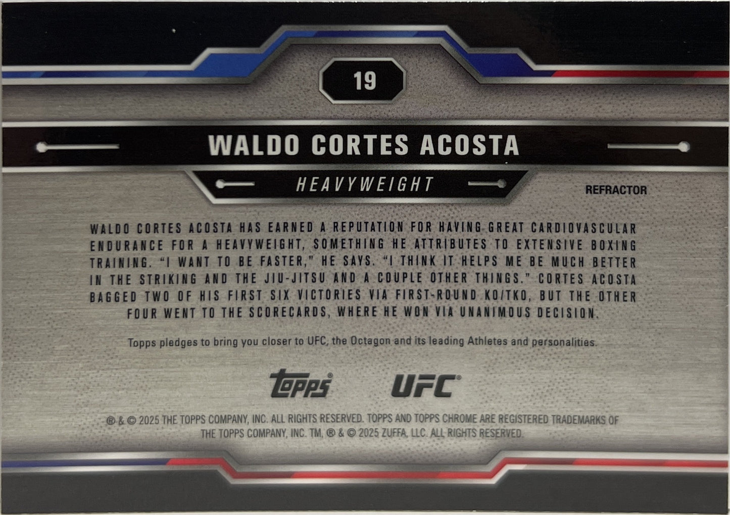 Waldo Cortes Acosta Rookie Refractor Topps Chrome UFC 2025