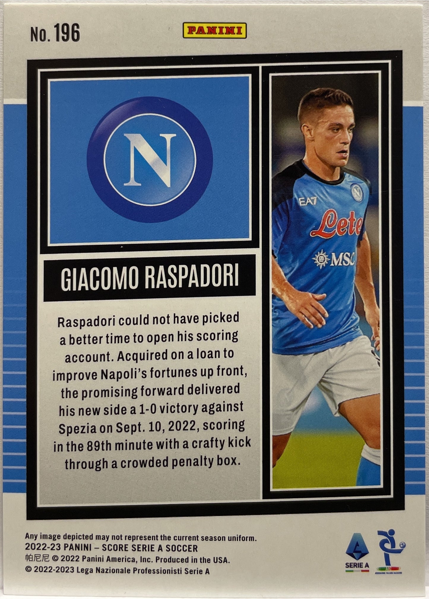 Giacomo Raspadori 10/45 Pink Swirl Score Serie A 2022/23