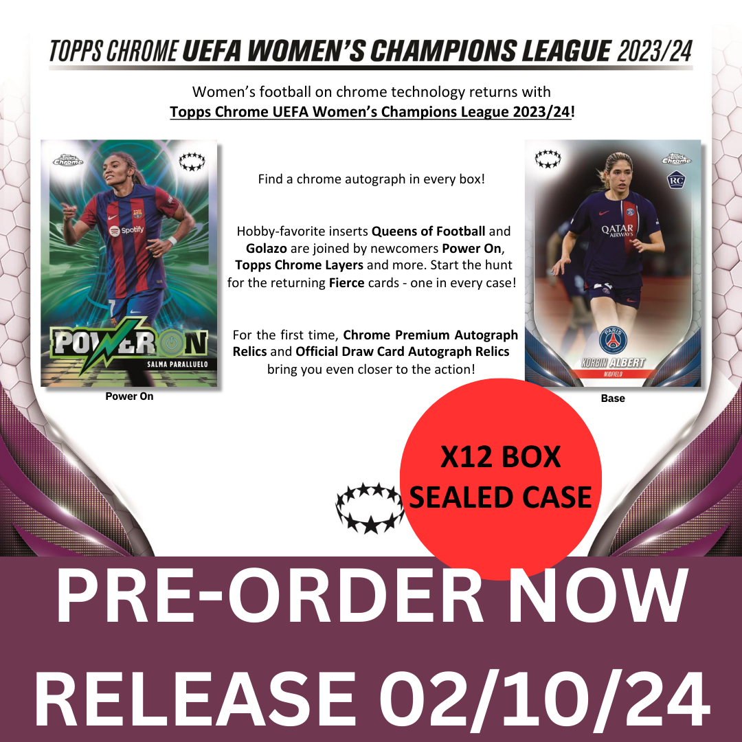 Topps Chrome Women's Champions League 2023/24 Hobby Box-SEALED CASE-(12 Box)