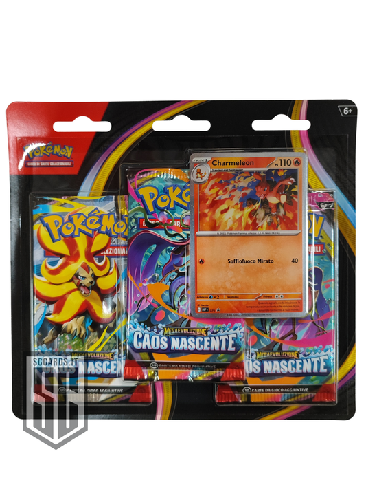 Pokemon Megaevoluzione Caos Nascente Blister 3 Buste Charmeleon Box 2025 (ITA)