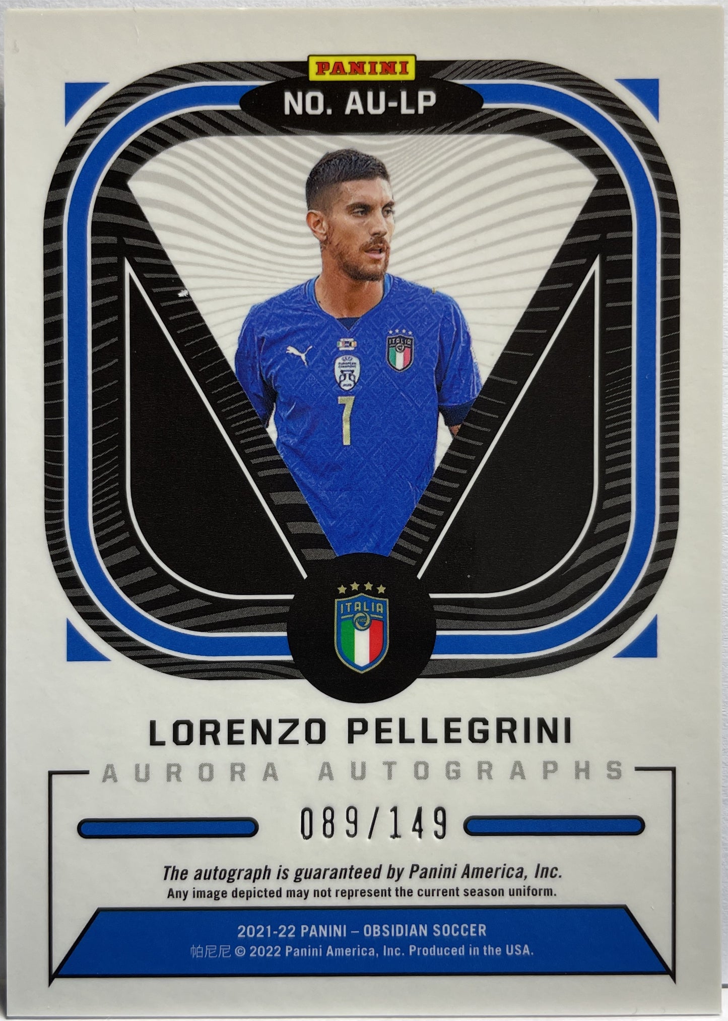 Lorenzo Pellegrini 89/149 Autograph Obsidian Aurora