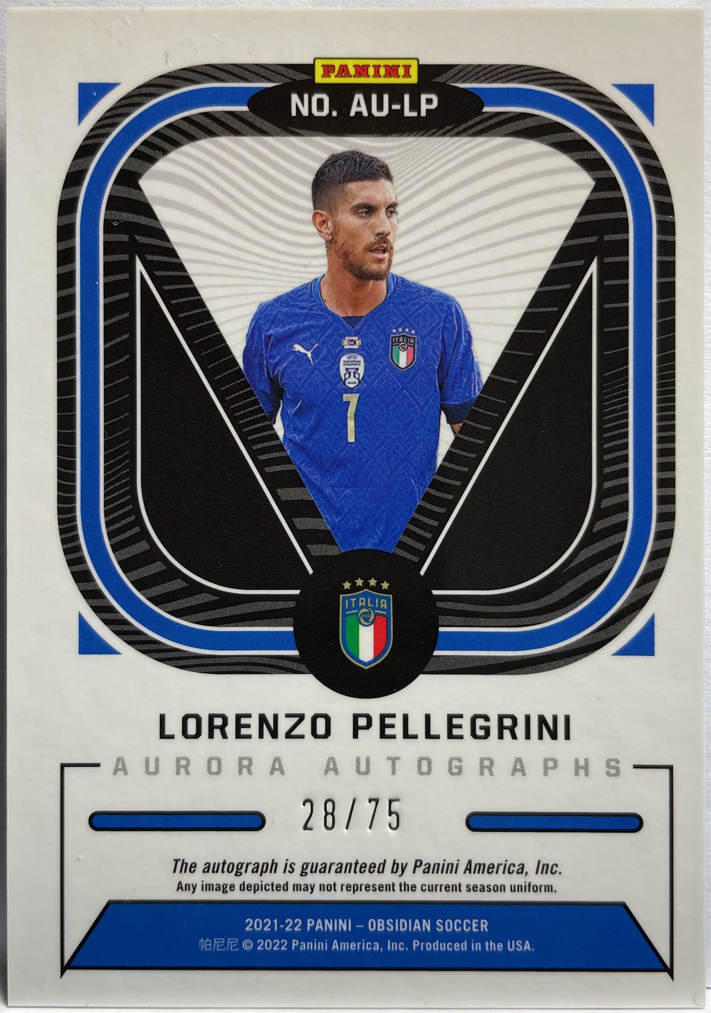 Lorenzo Pellegrini 28/75 Autograph Obsidian Aurora