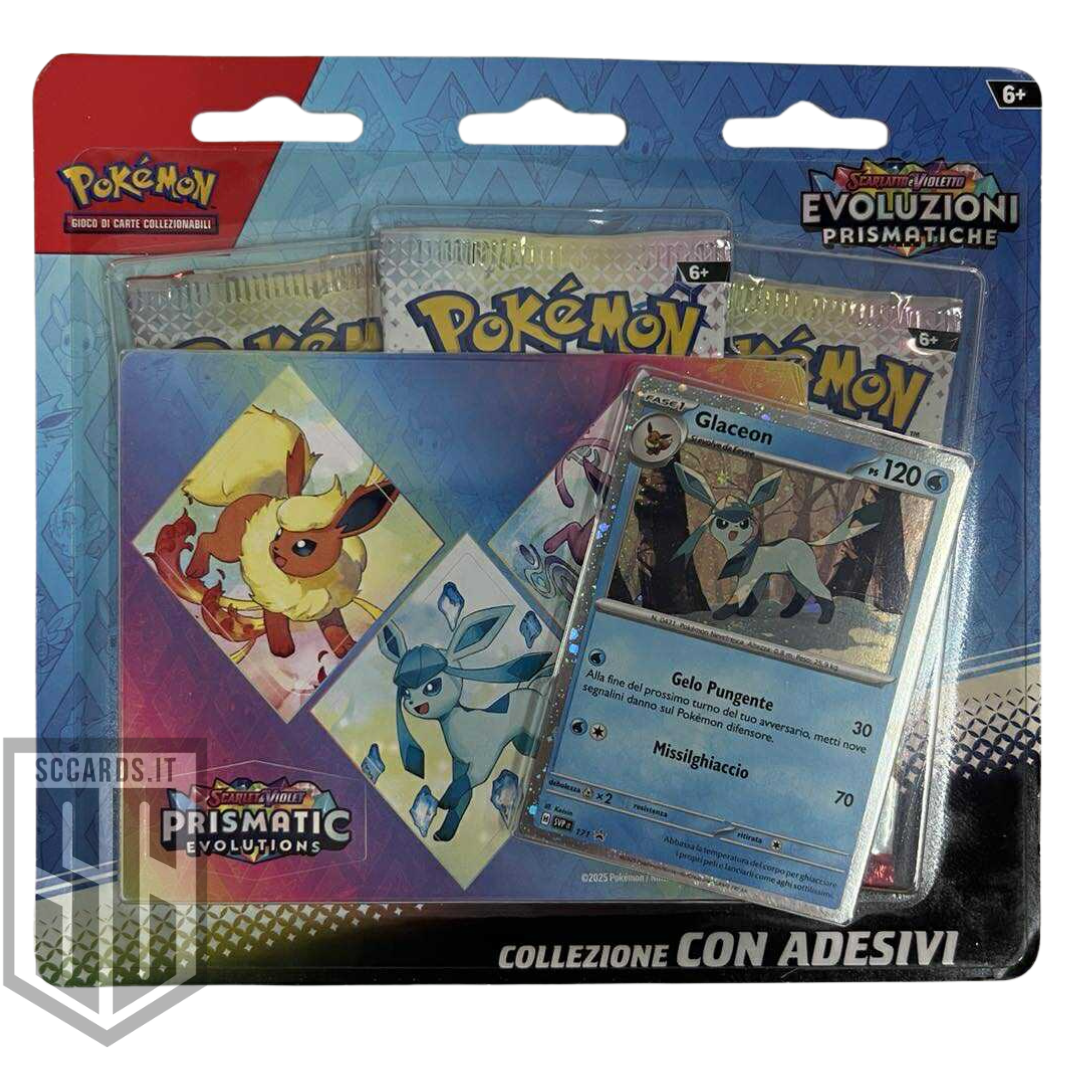 Pokemon Evoluzioni Prismatiche Collezione Glaceon con Adesivi Box 2025 (ITA)