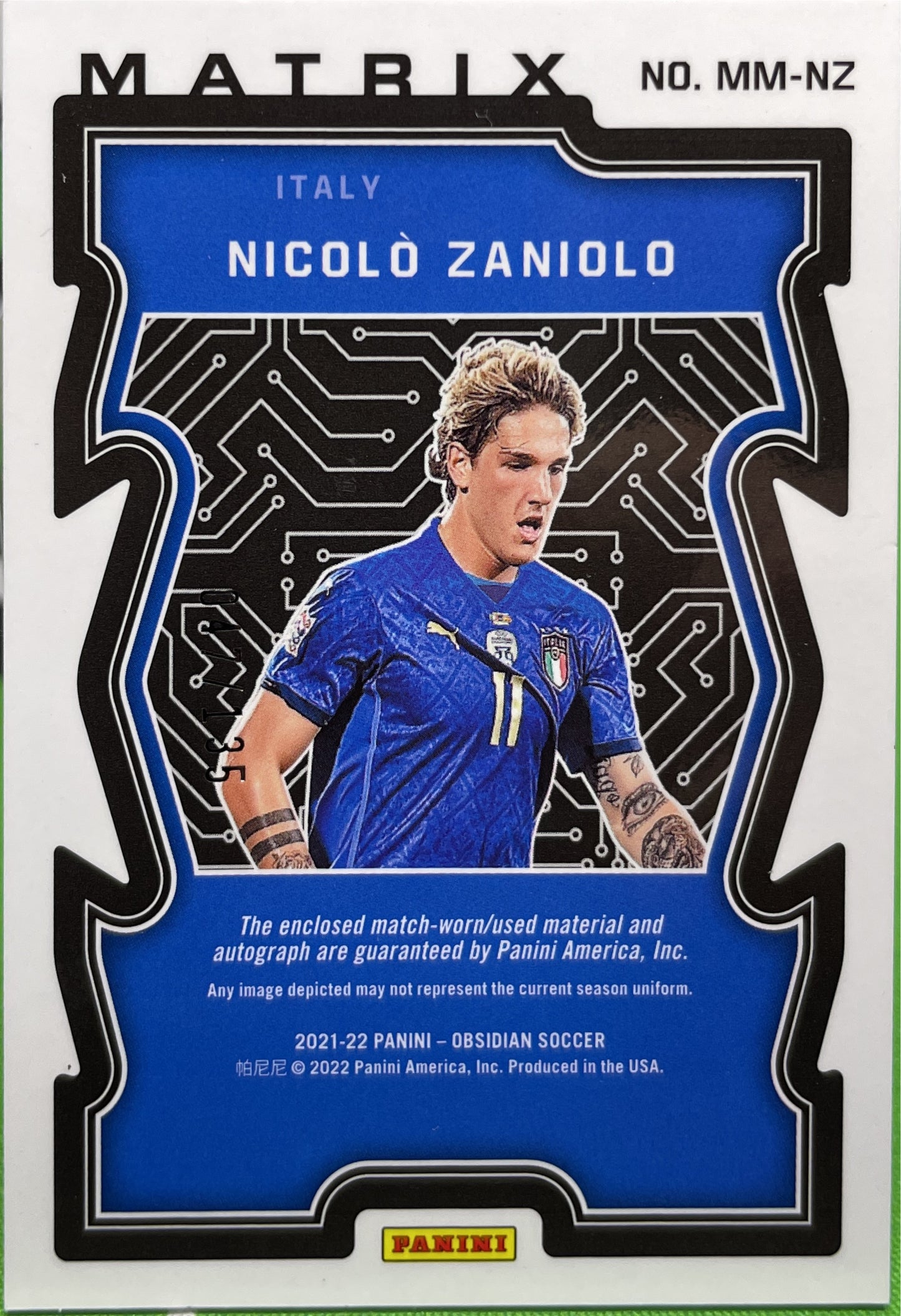 Nicolò Zaniolo 47/135 Patch Autograph Obsidian Matrix 2021/22